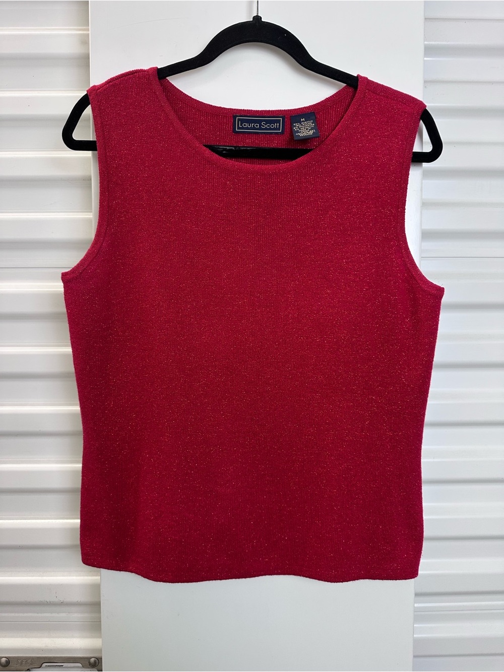 Laura Scott Sparkle Red Sleeveless Knit Tank